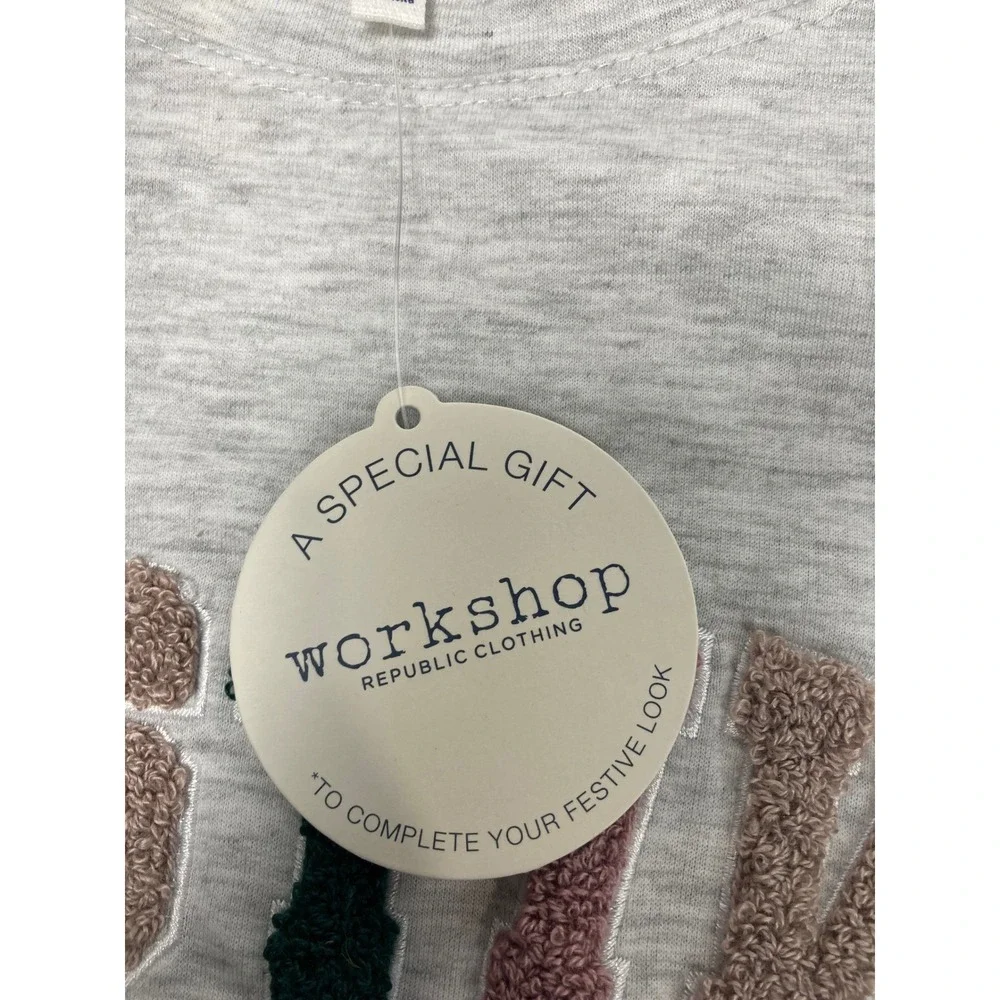Workshop Republic Clothing "Festive" Sweatshirt | Light Gray Size‎ Large - Picture 5 of 8
